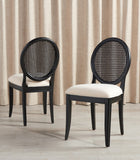 Safavieh Karlee Rattan Back Dining Chair - Set of 2 XII23 Black / Beige Wood / Rattan / Metal / Fabric / Foam SFV2130B-SET2