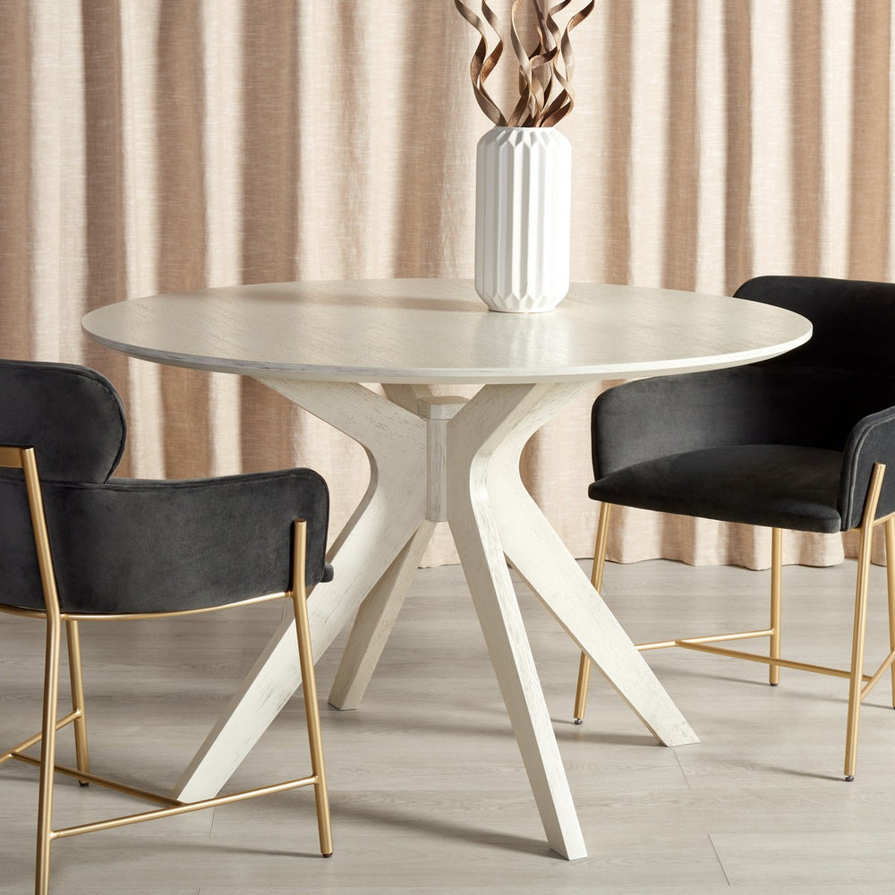 Safavieh Carolee 46" Round Dining Table XII23 White Wash Wood SFV2134A