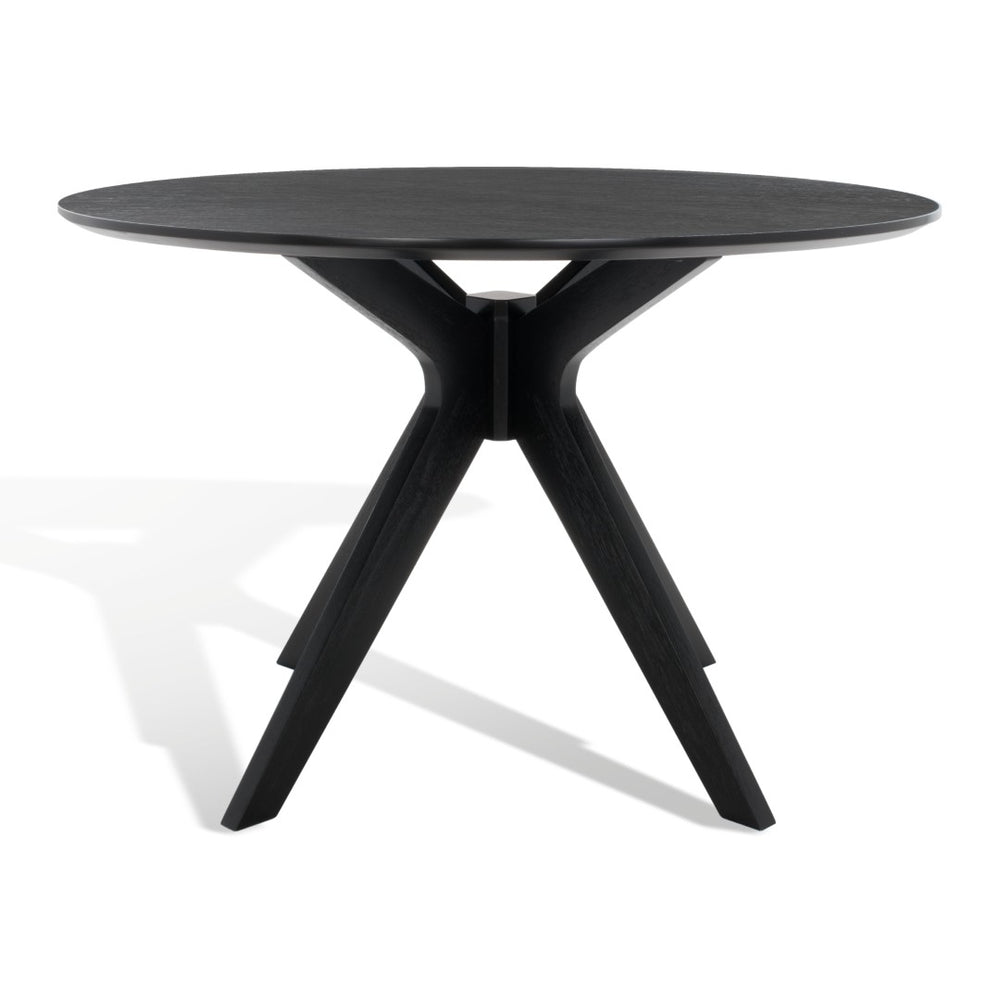Safavieh CAROLEE 46" Round Dining Table - Modern Mid-Century Elegance for Cozy Dining Spaces and Nooks Black SFV2134B