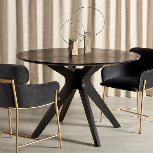 Safavieh Carolee 46" Round Dining Table XII23 Black Wood SFV2134B