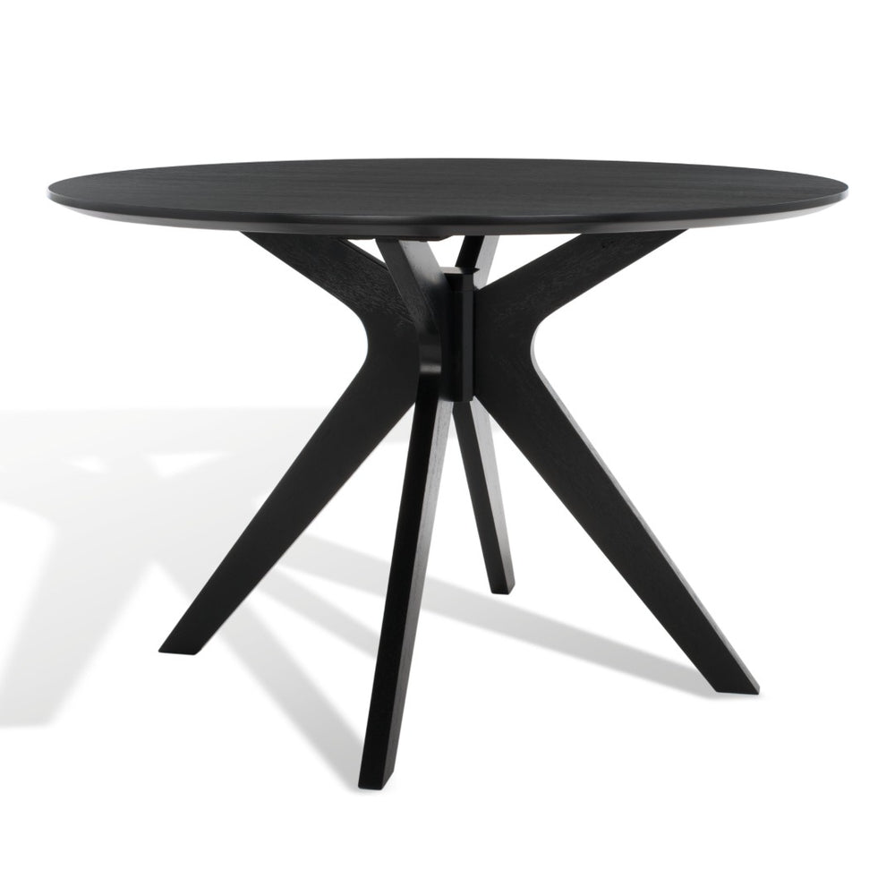 Safavieh CAROLEE 46" Round Dining Table - Modern Mid-Century Elegance for Cozy Dining Spaces and Nooks Black SFV2134B