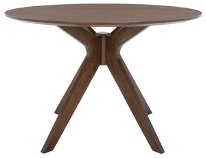 Safavieh CAROLEE 46" Round Dining Table - Modern Mid-Century Elegance for Cozy Dining Spaces and Nooks Walnut SFV2134C