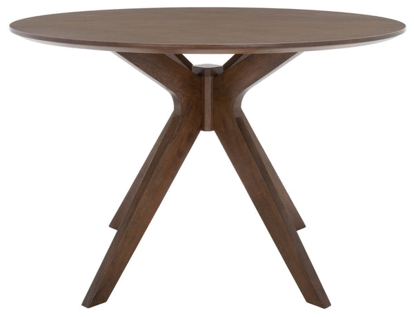 Safavieh CAROLEE 46" Round Dining Table - Modern Mid-Century Elegance for Cozy Dining Spaces and Nooks Walnut SFV2134C