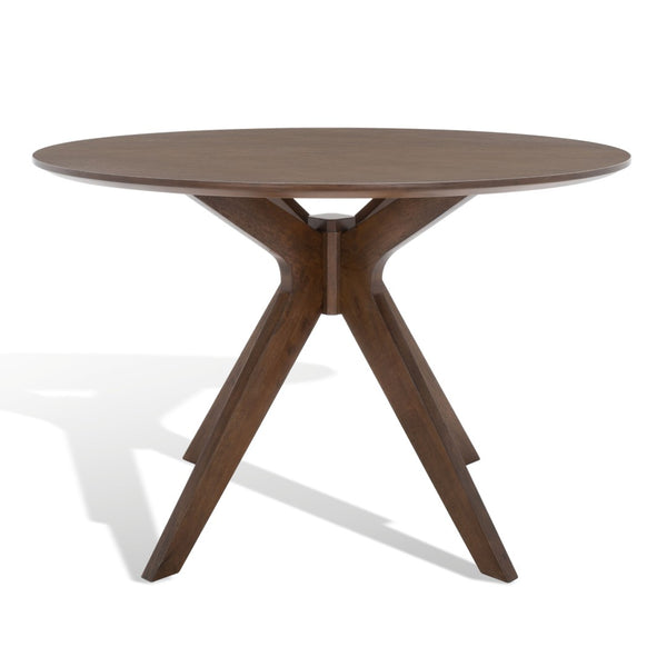Safavieh CAROLEE 46" Round Dining Table - Modern Mid-Century Elegance for Cozy Dining Spaces and Nooks Walnut SFV2134C