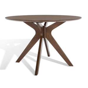 Safavieh CAROLEE 46" Round Dining Table - Modern Mid-Century Elegance for Cozy Dining Spaces and Nooks Walnut SFV2134C