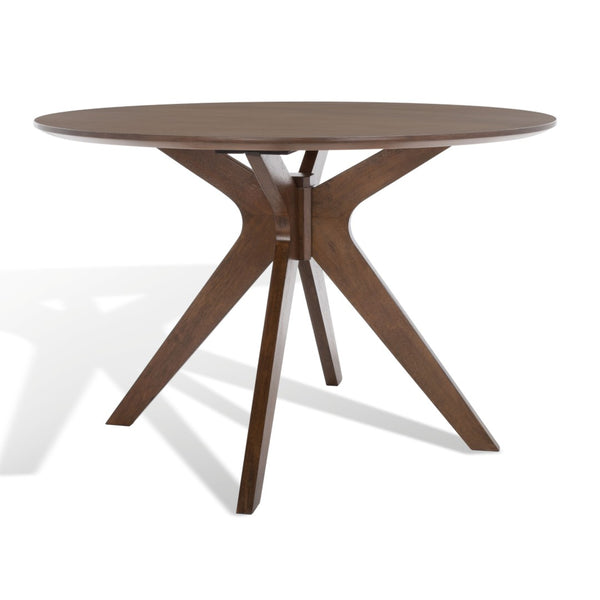 Safavieh CAROLEE 46" Round Dining Table - Modern Mid-Century Elegance for Cozy Dining Spaces and Nooks Walnut SFV2134C