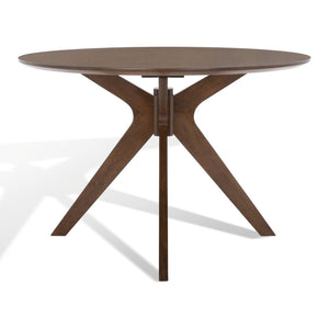 Safavieh CAROLEE 46" Round Dining Table - Modern Mid-Century Elegance for Cozy Dining Spaces and Nooks Walnut SFV2134C