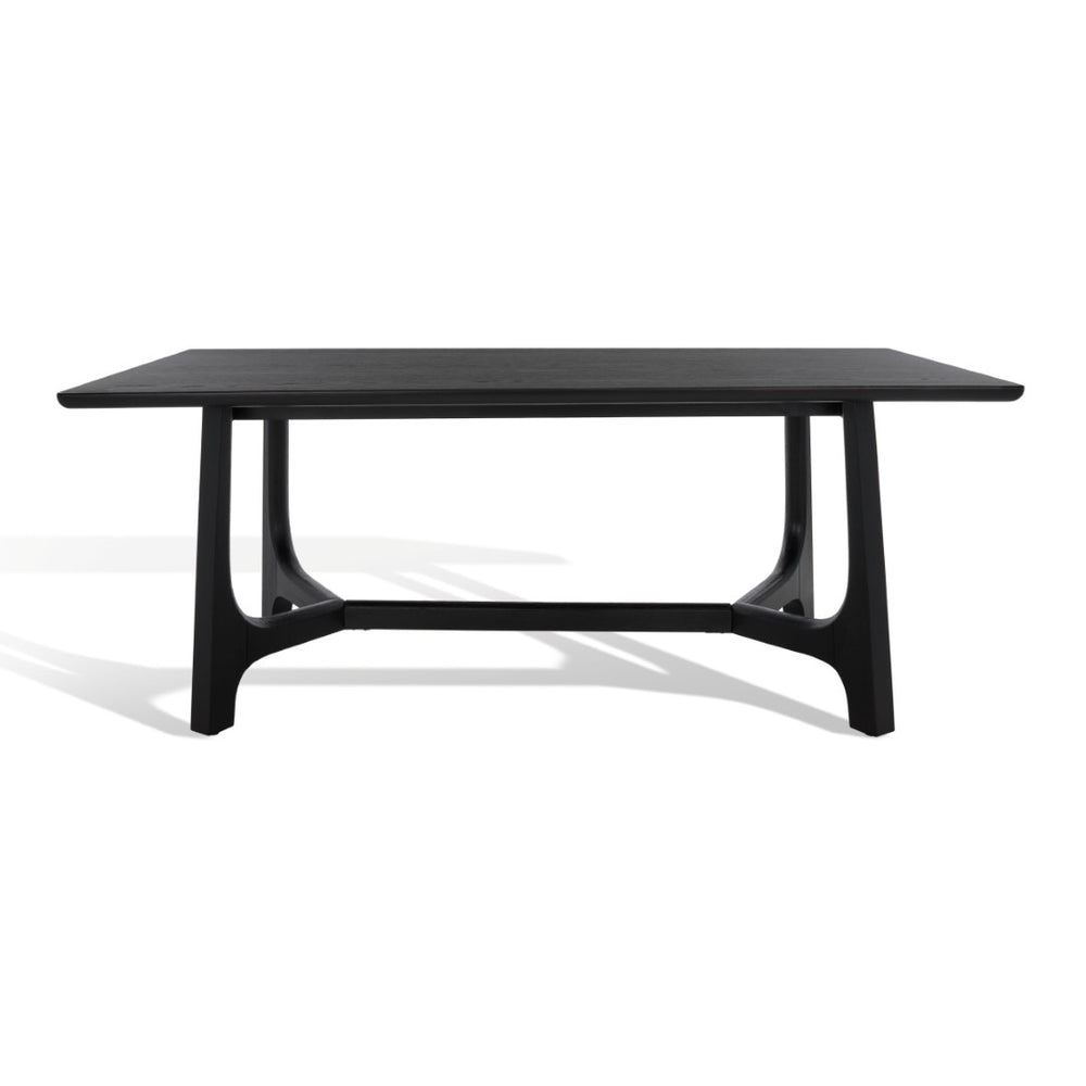 Safavieh ADELEE Wood Rectangle Dining Table – Modern Design with V-Shaped Base for Stylish Dining & Gatherings Black SFV2136B