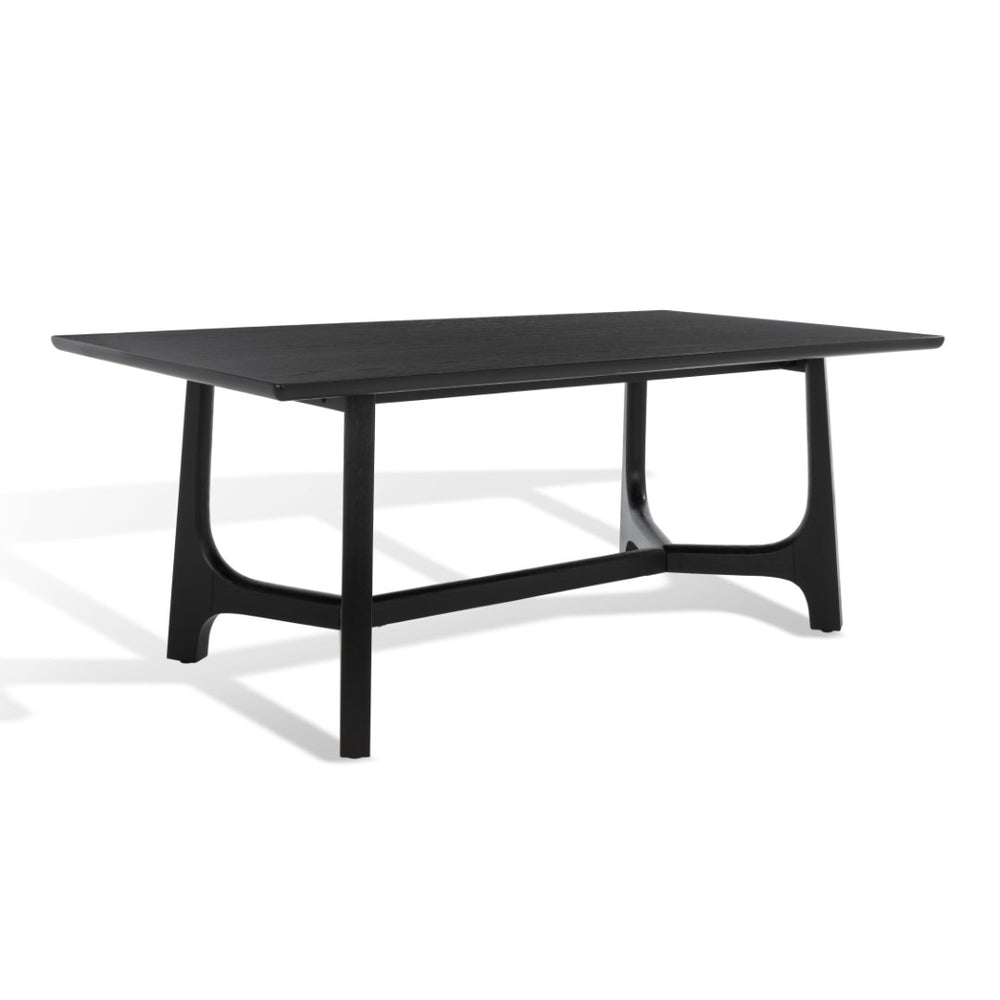 Safavieh ADELEE Wood Rectangle Dining Table – Modern Design with V-Shaped Base for Stylish Dining & Gatherings Black SFV2136B