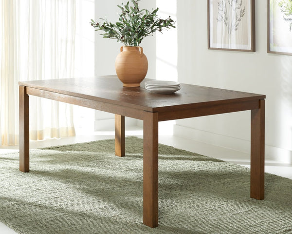 Safavieh DEIRDRA Wood Rectangle Dining Table - Medium Oak Finish, Seats 8, Timeless Design & Durability SFV2137C