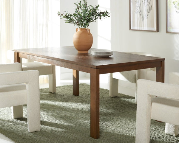 Safavieh DEIRDRA Wood Rectangle Dining Table - Medium Oak Finish, Seats 8, Timeless Design & Durability SFV2137C