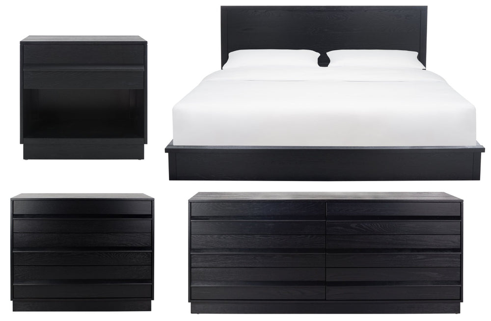 Safavieh DEIRDRA Stylish 1 Drawer Nightstand - Modern Wood Design for Bedroom Storage & Elegance Black SFV2157B