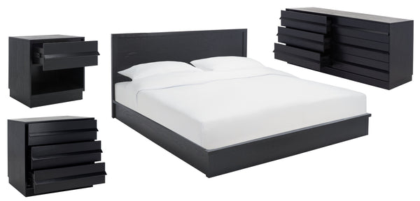 Safavieh DEIRDRA Stylish 1 Drawer Nightstand - Modern Wood Design for Bedroom Storage & Elegance Black SFV2157B
