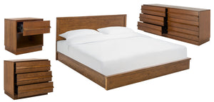 Safavieh DEIRDRA Stylish 1 Drawer Nightstand - Modern Wood Design for Bedroom Storage & Elegance Medium Oak SFV2157C