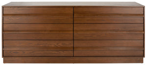 Safavieh Deirdra 6 Drawer Wood Dresser XII23 Medium Oak Wood SFV2139C