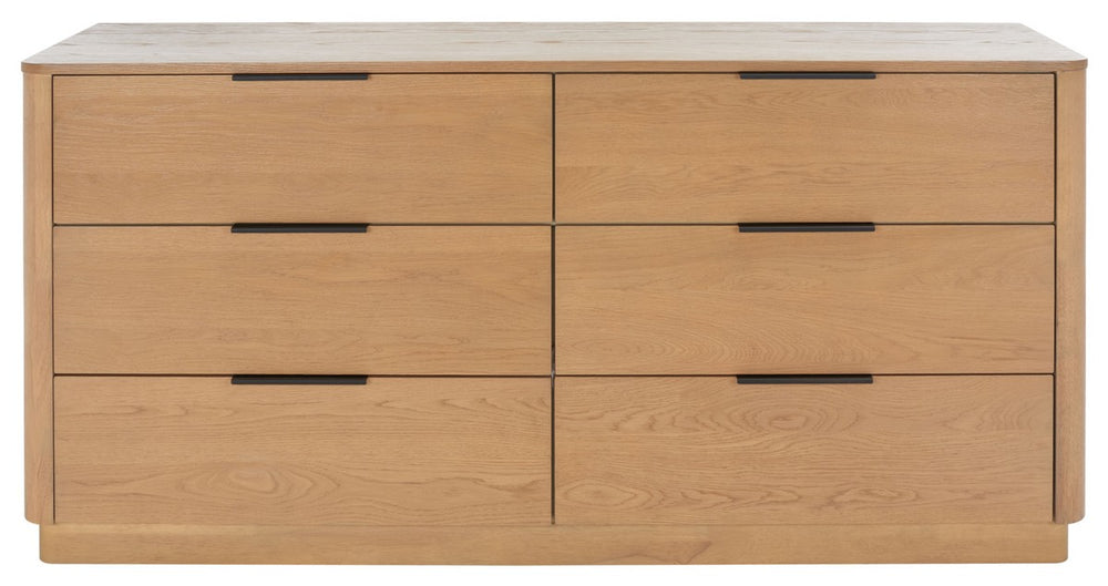 Safavieh Gabrietta 6 Drawer Wood Dresser XII23 Natural Wood / Metal SFV2141A