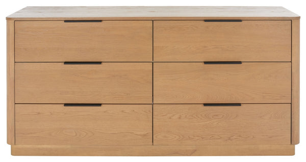 Safavieh Gabrietta 6 Drawer Wood Dresser XII23 Natural Wood / Metal SFV2141A