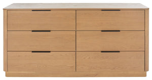 Safavieh Gabrietta 6 Drawer Wood Dresser XII23 Natural Wood / Metal SFV2141A