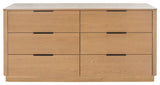 Safavieh Gabrietta 6 Drawer Wood Dresser XII23 Natural Wood / Metal SFV2141A