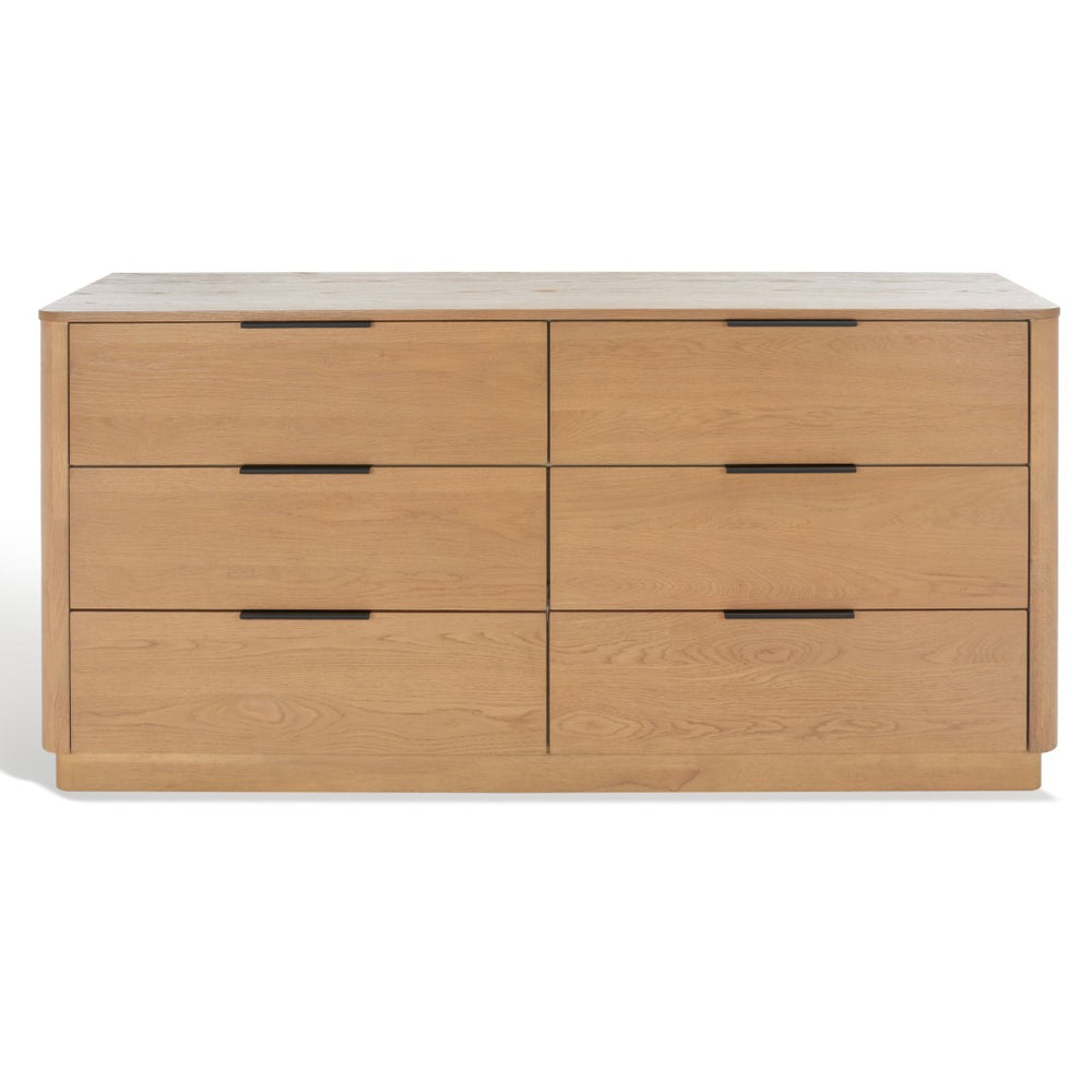 Safavieh GABRIETTA 6-Drawer Wood Dresser – Elegant Storage Solution with Modern Charm for Your Bedroom Décor Natural / Black SFV2141A
