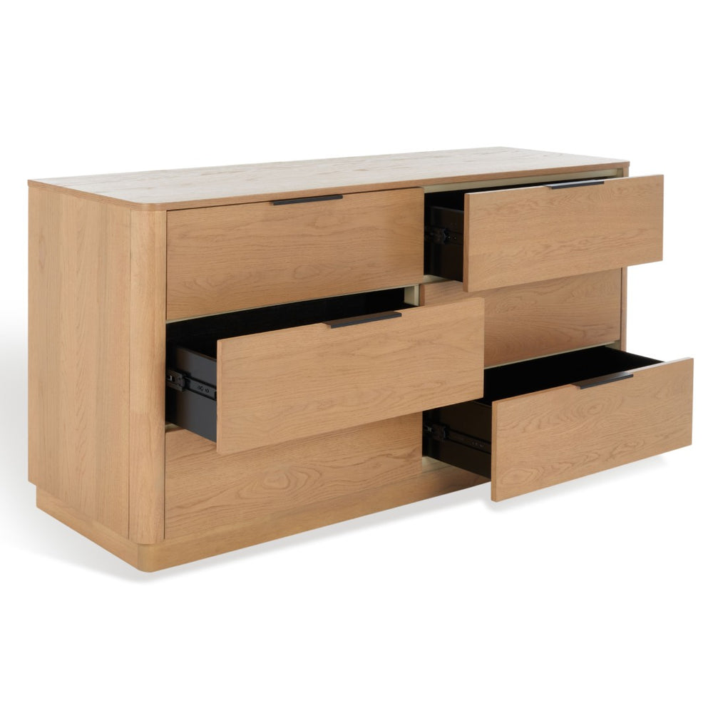 Safavieh GABRIETTA 6-Drawer Wood Dresser – Elegant Storage Solution with Modern Charm for Your Bedroom Décor Natural / Black SFV2141A