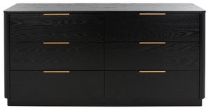 Safavieh Gabrietta 6 Drawer Wood Dresser XII23 Black Wood / Metal SFV2141B