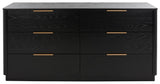 Safavieh Gabrietta 6 Drawer Wood Dresser XII23 Black Wood / Metal SFV2141B