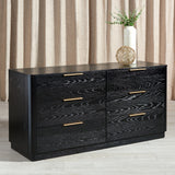 Safavieh Gabrietta 6 Drawer Wood Dresser XII23 Black Wood / Metal SFV2141B