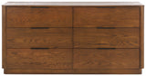 Safavieh Gabrietta 6 Drawer Wood Dresser Medium Oak SFV2141C