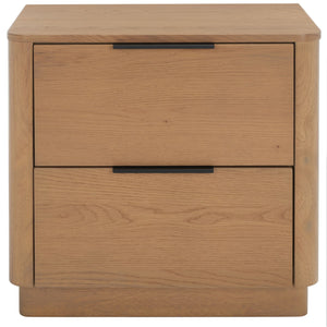 Safavieh Gabrietta 2 Drawer Wood Nightstand XII23 Natural Wood / Metal SFV2142A