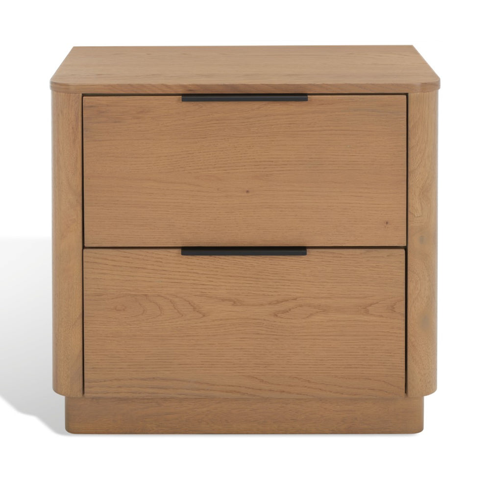 Safavieh GABRIETTA 2 Drawer Nightstand - Elegant Wood Design with Chic Accents for Modern Bedroom Decor Natural / Black SFV2142A