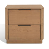 Safavieh Gabrietta 2 Drawer Wood Nightstand XII23 Natural Wood / Metal SFV2142A