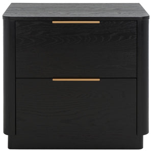 Safavieh Gabrietta 2 Drawer Wood Nightstand XII23 Black Wood / Metal SFV2142B