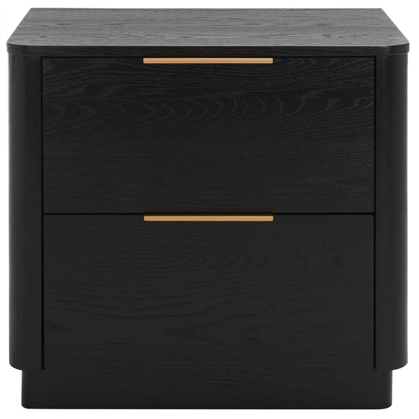 Safavieh Gabrietta 2 Drawer Wood Nightstand XII23 Black Wood / Metal SFV2142B