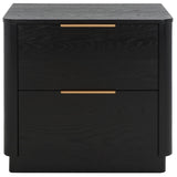 Safavieh Gabrietta 2 Drawer Wood Nightstand XII23 Black Wood / Metal SFV2142B