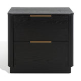 Safavieh Gabrietta 2 Drawer Wood Nightstand XII23 Black Wood / Metal SFV2142B