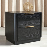 Safavieh Gabrietta 2 Drawer Wood Nightstand XII23 Black Wood / Metal SFV2142B