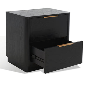 Safavieh Gabrietta 2 Drawer Wood Nightstand XII23 Black Wood / Metal SFV2142B