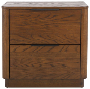 Safavieh Gabrietta 2 Drawer Wood Nightstand Medium Oak SFV2142C