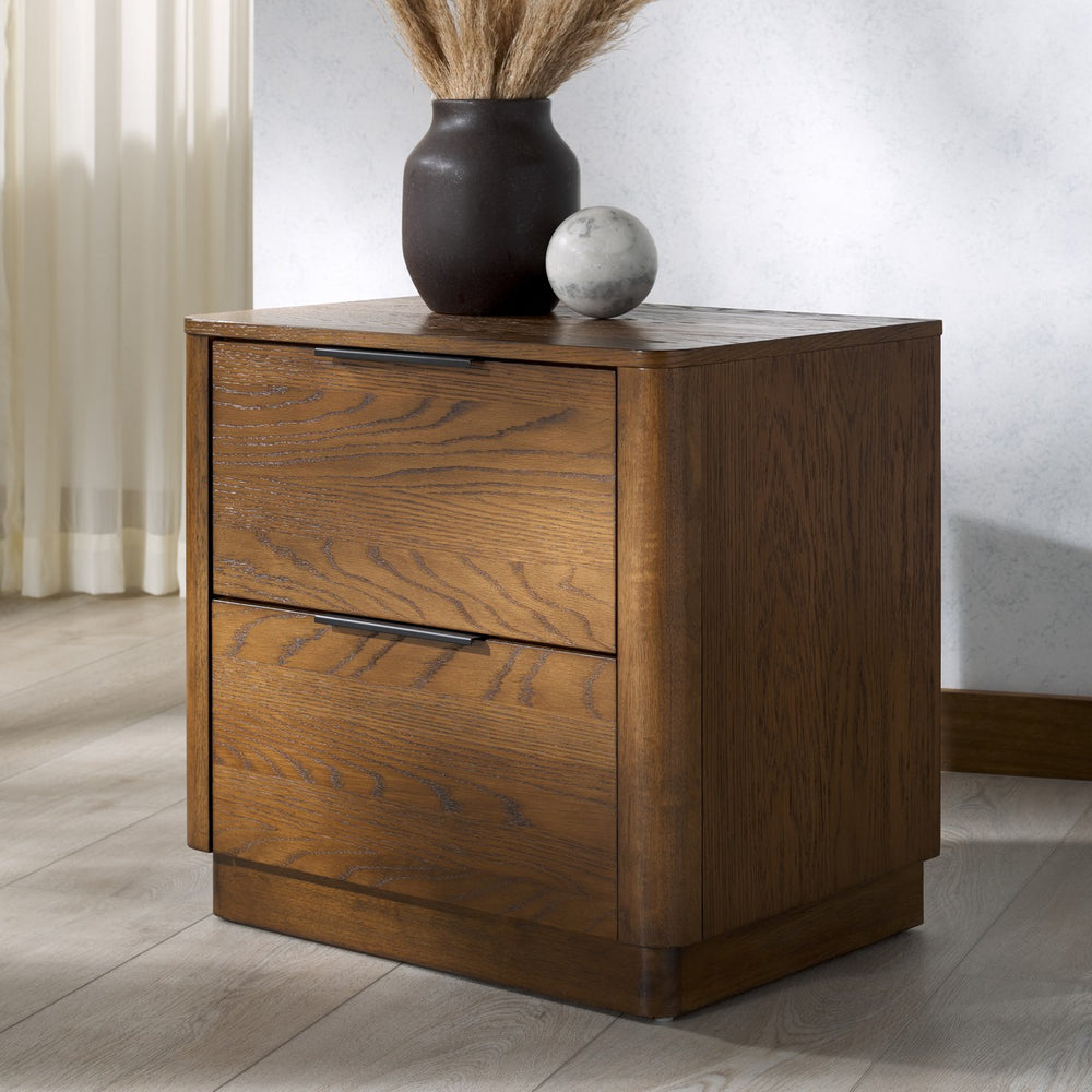 Safavieh Gabrietta 2 Drawer Wood Nightstand Medium Oak SFV2142C