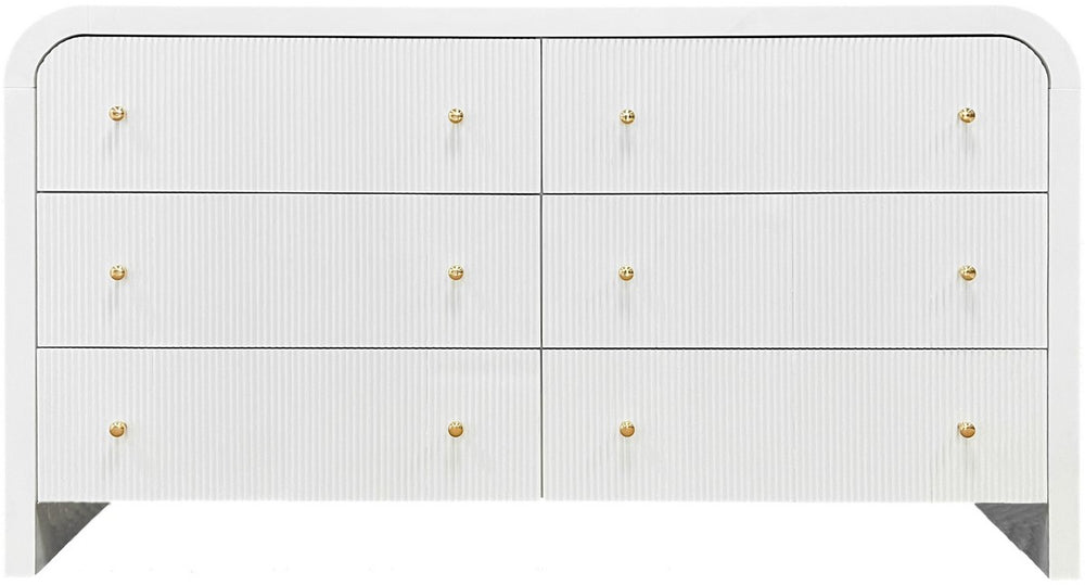 Safavieh Liabella 6 Drawer Curved Dresser XII23 White / Gold Wood / Metal SFV2144A