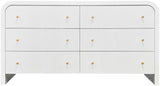 Safavieh Liabella 6 Drawer Curved Dresser XII23 White / Gold Wood / Metal SFV2144A