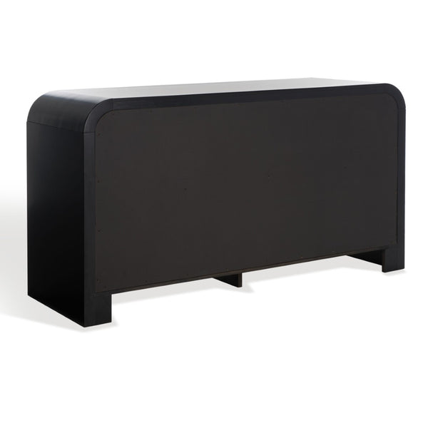 Safavieh LIABELLA Curved Dresser with 6 Drawers – Elegant Waterfall Design for Modern Bedroom Storage Solutions Black / Gold SFV2144B