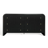 Safavieh Liabella 6 Drawer Curved Dresser XII23 Black / Gold Wood / Metal SFV2144B