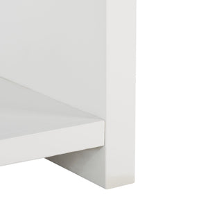 Safavieh LIABELLA Curved Nightstand with Elegant Ribbed Facade and Luxe Gold Accents for Modern Bedrooms White / Gold SFV2145A