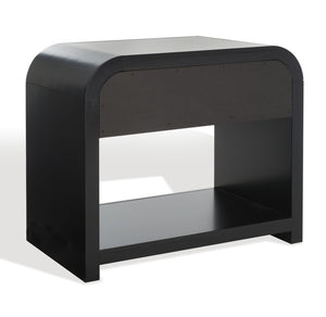 Safavieh LIABELLA Curved Nightstand with Elegant Ribbed Facade and Luxe Gold Accents for Modern Bedrooms Black / Gold SFV2145B