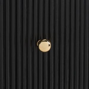Safavieh LIABELLA Curved Nightstand with Elegant Ribbed Facade and Luxe Gold Accents for Modern Bedrooms Black / Gold SFV2145B