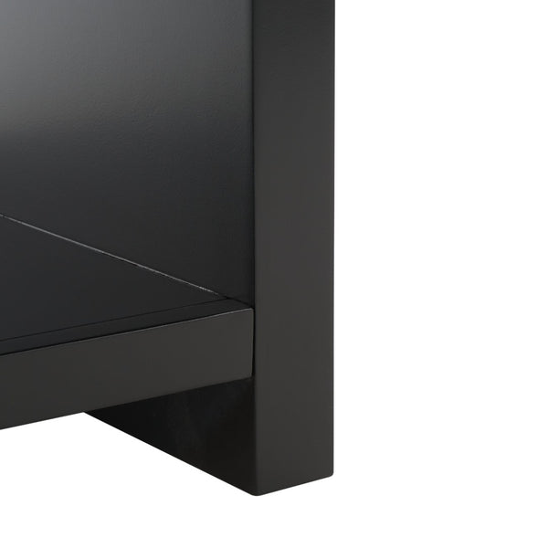 Safavieh LIABELLA Curved Nightstand with Elegant Ribbed Facade and Luxe Gold Accents for Modern Bedrooms Black / Gold SFV2145B