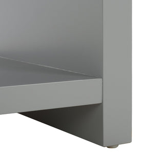 Safavieh LIABELLA Curved Nightstand with Elegant Ribbed Facade and Luxe Gold Accents for Modern Bedrooms Light Grey / Gold SFV2145C