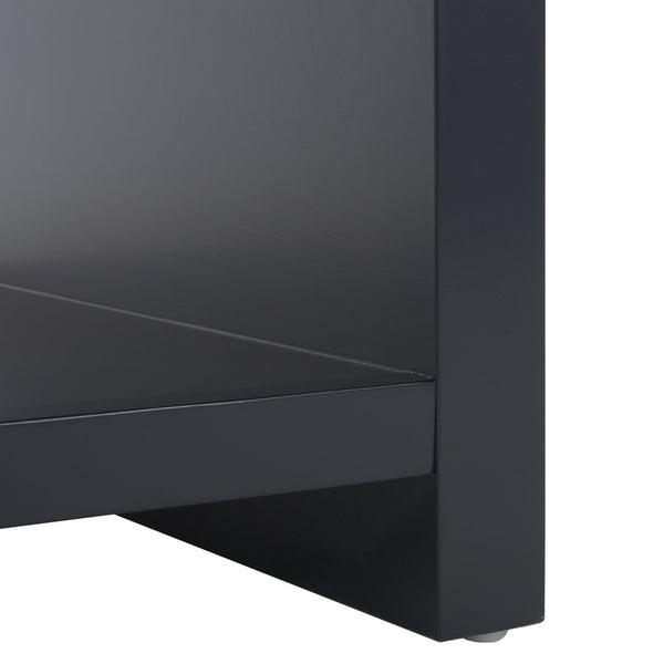Safavieh LIABELLA Curved Nightstand with Elegant Ribbed Facade and Luxe Gold Accents for Modern Bedrooms Navy / Gold SFV2145D
